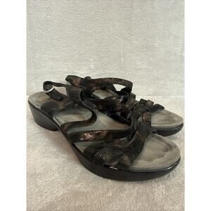 Dansko Womens Dani Black Brown Reptile Print Strappy Sandals Shoes EU 39 8 8.5